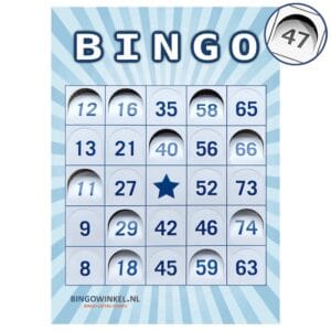 Bingokaarten 75 karton blauw push-out vensters