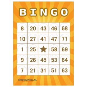 Bingokaarten 75 karton oranje push-out