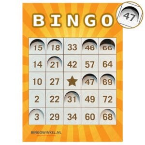Bingokaarten 75 karton oranje push-out vensters